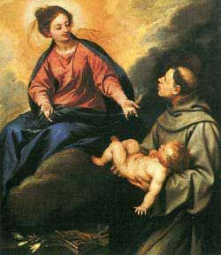 Visión de san Antonio de Padua. La Virgen le entrega el Niño