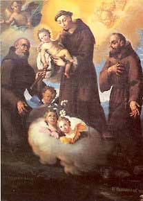 San Antonio de Padua con San Francisco de As&iacute;s y otro santo